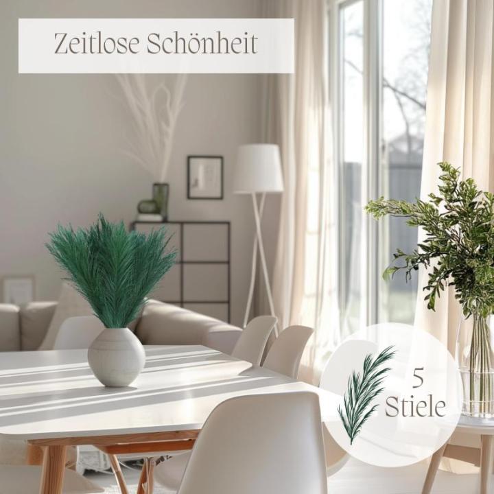 Kunstpampasgras, kleur groen, 5 stelen, 55 cm lengte, kunstmatig pampasgras woonkamer, droogbloemen voor slaapkamer, bruiloft, boho-decoratie