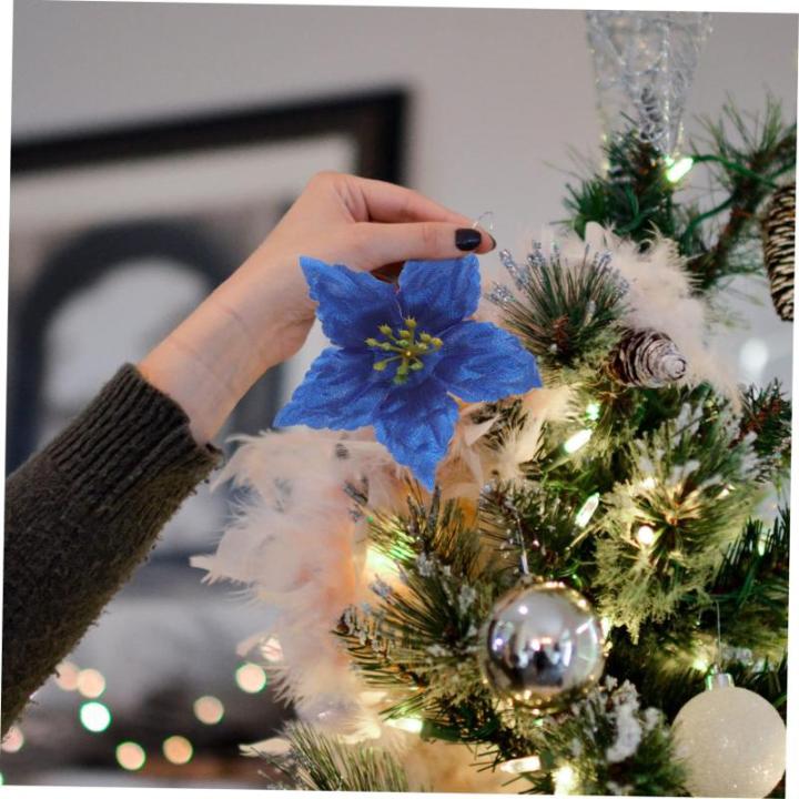 7st Künstliche Blumen Weihnachtskugeln Weihnachtsschmuck Aus Silbernem Weihnachtsstern Künstliche Weihnachtsblumenverzierung Weihnachtspicks Und Sprays Mini Mittelstücke Tür Sp