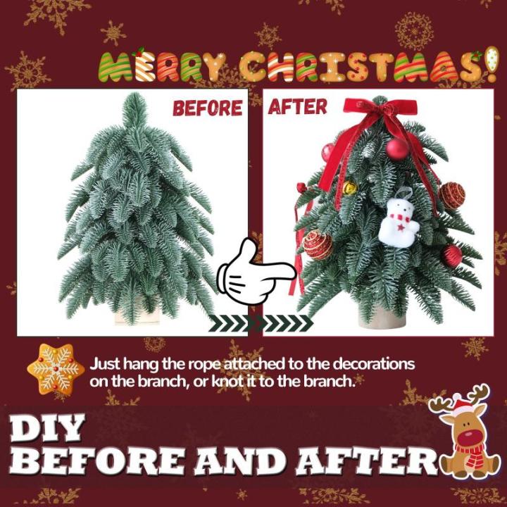 Kleine groene kerstboom, simulatie tafelkerstboom, kleine kerstboom en doe-het-zelfdecoraties, 51 PE-tips, mini-kerstboom voor binnen en buiten, voor een feestelijke touch