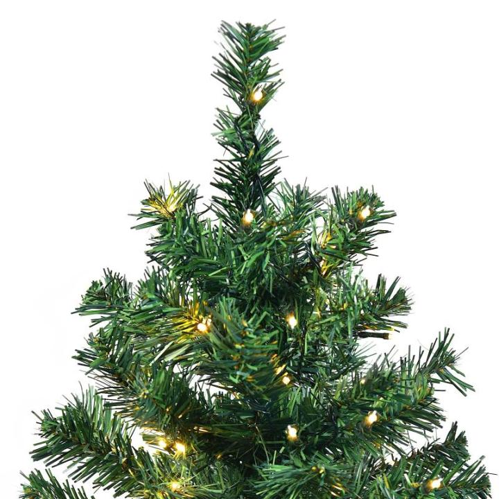 Kunstkerstboom met verlichting, 150 cm, kunstkerstboom met metalen standaard, pvc-kerstboom voor kerstdecoratie, kunstkerstboom met lichtketting