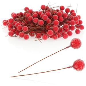 240 x strooidecoratie, decoratieve takken met bessen, decoratieve takken om te strooien als knutselbenodigdheden, verfraait geschenken en potpourris (240 stuks - ijzige bessen)
