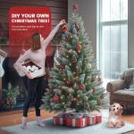Kunstkerstboom met sneeuweffect en dennenappels, kunstdennenboom, pvc, met metalen standaard, premium Nordmann-spen, moeilijk ontvlambare kerstboom voor kerstdecoratie, herbruikbaa