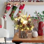 Kleiner Weihnachtsbaum mit Beleuchtung, 30cm Mini Weihnachtsbaum Weihnachtsdeko Beleuchtet Künstlicher Weihnachtsbaum LED Weihnachtsbeleuchtung Klein Tannenbaum für Weihnachten D