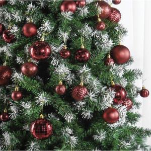 wijnrode kerstbalornamenten voor kerstversiering - 36 stuks kerstboom onbreekbare ornamenten met ophanglus voor vakantie- en feestdecoratie (combo van 6 stijlen in 3 maten)