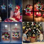 Kerstverlichting - 10 LED-lichtgordijnen, op batterijen werkende kerstverlichting, kleurrijk, timer, decoratieve kerstverlichting voor kerstboom, raam, deur, bruiloft, bar (2 stuks