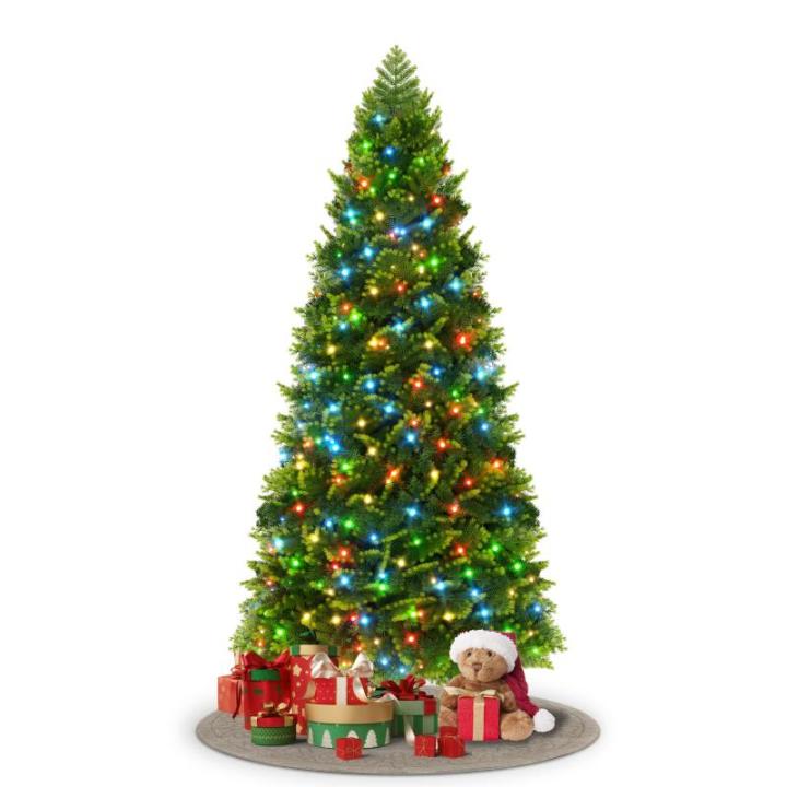 Kunstkerstboom van 180 cm met 250 RGB ledverlichting, premium dennenboom, kunstkerstboom van kunstkerstboom van PE en pvc, met metalen standaard, 800 takpunten, snel op te bouwen k