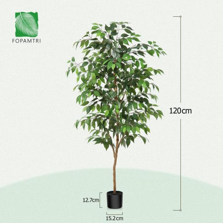 Ficus Benjamina , groot, 150 cm, met natuurhouten stam, kamerplant, kunstboom in pot, voor thuis, kantoor, balkon, decoratie (2 stuks)