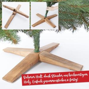 Kunstkerstboom, 180 cm, premium kwaliteit, met houten standaard, natuurgetrouw en met dicht gevulde takken, kunstkerstboom