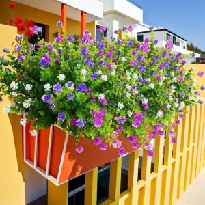8 bundels , outdoor, weerbestendig, zoals echt, kunstplanten, uv-bestendige balkonplanten, plastic bloemen voor buiten, balkon, balkonbak, tuin, binnen en buiten