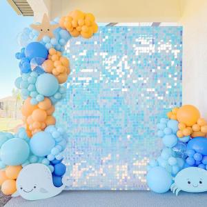 Meerjungfrau schimmernder Wandhintergrund – Regenbogen-Pailletten 24 Paneele Glitzer Bling Hintergrund Dekorationen – 3D-Wandpaneel für Party, Geburtstag, Hochzeit, Verlobung,