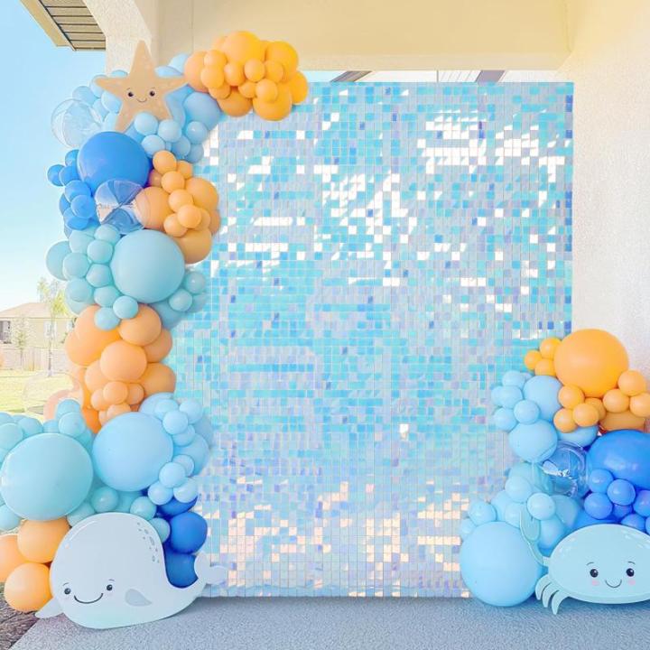 Meerjungfrau schimmernder Wandhintergrund – Regenbogen-Pailletten 24 Paneele Glitzer Bling Hintergrund Dekorationen – 3D-Wandpaneel für Party, Geburtstag, Hochzeit, Verlobung,