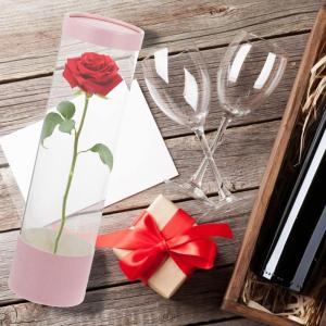 Acryl Box Acryl Box Acryl Box Display Box Rose Verpakking Doos met Handvat Deksel Bloemen Ordening Box Bloemisten Levert voor Home Shop Roze Box Transparante Doos Transparant