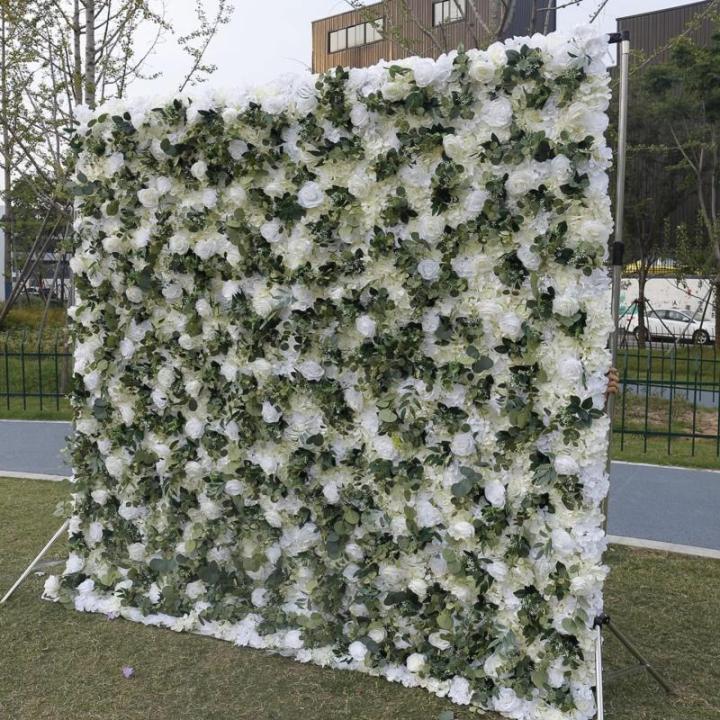 Weiße Dschungelstoff-Hintergrundsimulations-Blumenwand, Künstliche Rosengrün-Pflanzwand, Hochzeitsdekorations-Requisiten-Hintergrundwand Für Foto-Hintergrund-Home-Party-Hochzei