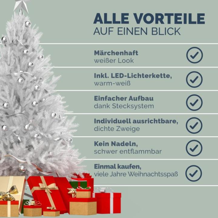 Kerstboom Kunstboom 350 Tips Metalen Voet 150 cm PVC Dichte Takken Kerstboom Wit