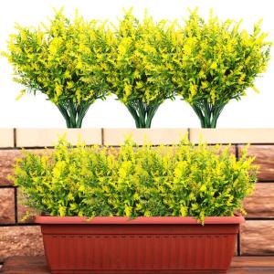 Kunstplanten, in pot, net als echte UV-bestendig, 10 bundels nepbloemen, kunstbalkonplanten, struiken, decoratie, , lavendel voor tafel, huis, tuin, decoratie (jaune)