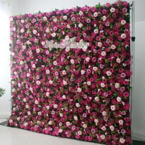 Lila Rosenblüten-Wand, Grünes Blatt, Blumenarrangement, Blumen-Wandpaneel-Set, Künstliche Wandblumen-Hintergrund, 3D-Seiden-Hortensien-Rosen-Blumenpaneel Für Fotohintergrund, Z