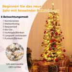 Schlanker Künstlicher Weihnachtsbaum 150 cm, Beleuchteter Beflockter Weihnachtsbaum mit 120 LED-Lichtern & beflocktem Schnee, Tannenbaum mit Zementbasis, für Innen- & Außenberei