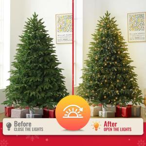 Kuro sagol Künstlicher Weihnachtsbaum Tannenbaum 210cm, Ø 110cm, 1150 Spitzen, schwer entflammbar, realistischer Christbaum Tanne mit Ständer, Schnellaufbau Klapp-Schirmsystem
