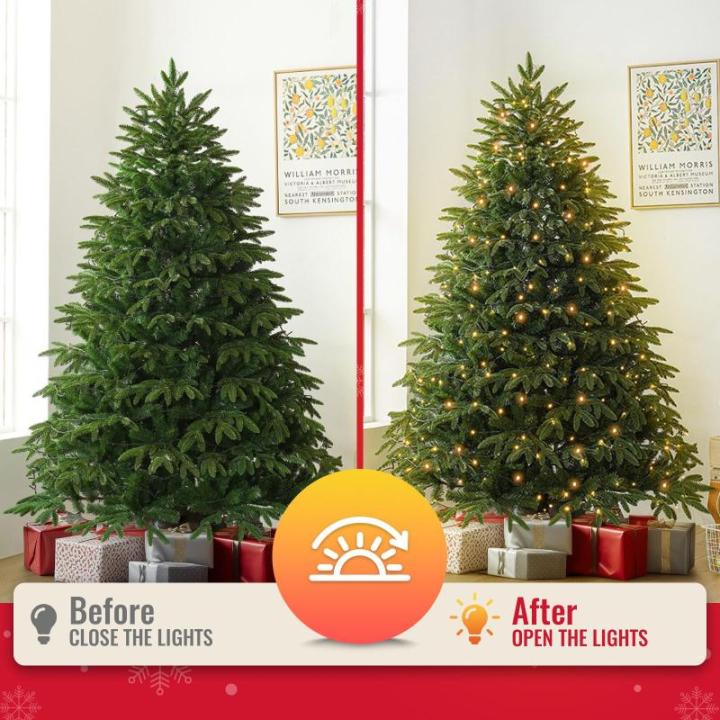 Kuro sagol Künstlicher Weihnachtsbaum Tannenbaum 210cm, Ø 110cm, 1150 Spitzen, schwer entflammbar, realistischer Christbaum Tanne mit Ständer, Schnellaufbau Klapp-Schirmsystem