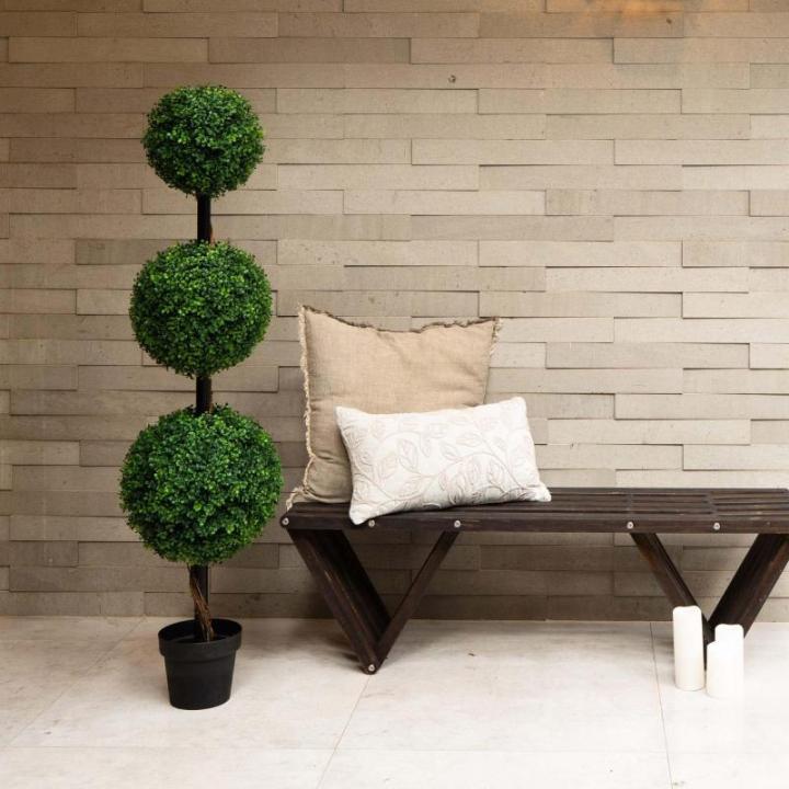 Künstlicher Buchsbaum-Formschnittbaum mit drei Kugeln, 1,2 m (Indoor/Outdoor)