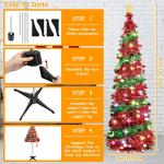 Pop Up Spiral Weihnachtsbaum, 150 cm Künstlicher Weihnachtsbaum Zusammenklappbar mit 5 m 50 LED und Stern Spitze, Weihnachtsbaum Künstlich für Hause, Wohnung, Party (A)