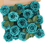Kunstbloemen, rozen, 25 stuks, rozen decoratie met stelen, kunstrozen voor bruiloft, Valentijnsdag, Moederdag, babyshower, woondecoratie, malachiet groen