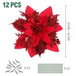 12 Weihnachtsstern-Weihnachtsdekorationen Weihnachtsbaum-Blumendekorationen Mit Clips Und Stielen Künstliche Weihnachtssterne Für Weihnachtskranz-Partydekorationen