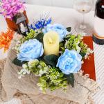 5 x Hochzeits-Blumenringe, Kerzenhalter, künstliche Rosenblumen, Kränze für Tafelaufsätze, Tisch-Party-Dekorationen