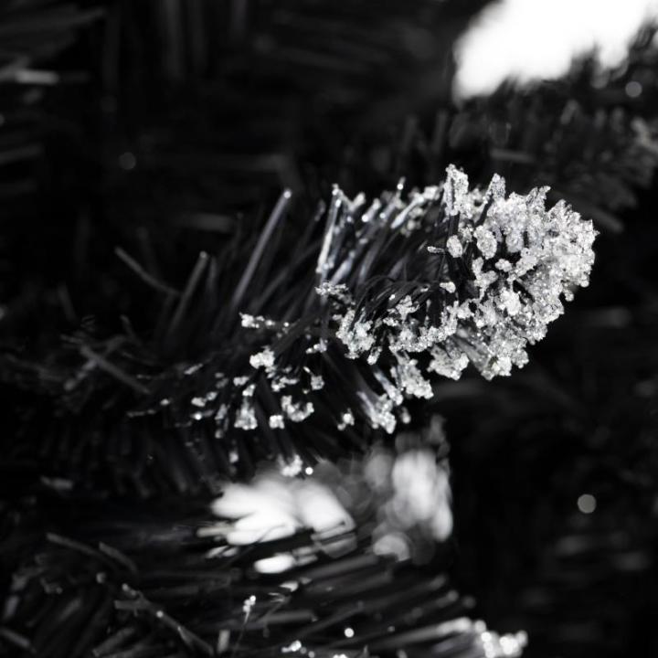 Kunstkerstboom met sneeuw, 220 cm, zwart, kerstboom, dennenboom, kerstdecoratie, spar, Cristal Dark