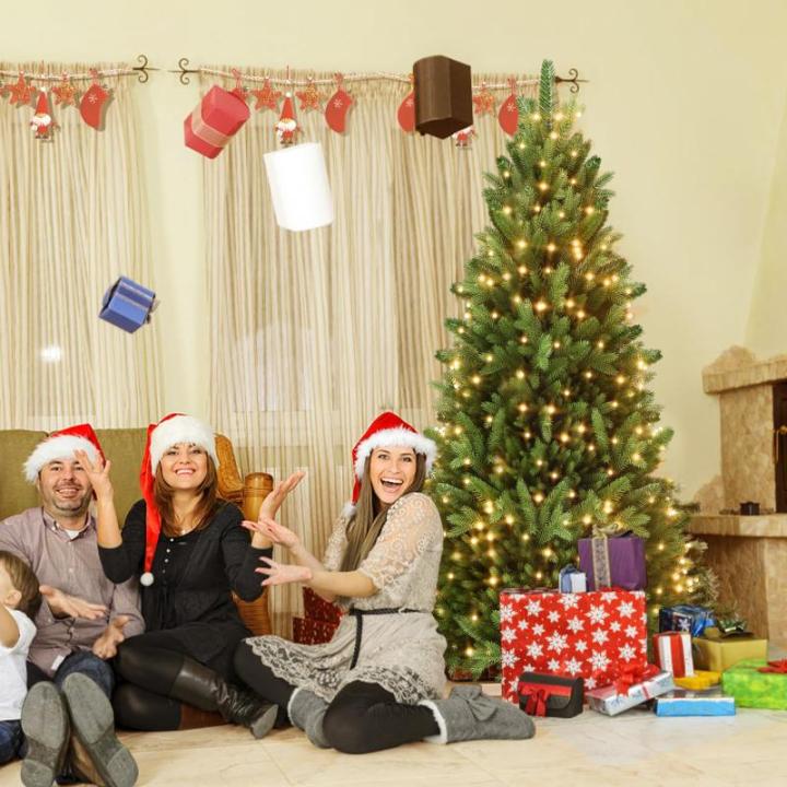 Kunstkerstboom met verlichting 180 cm dennenboom kunstgroen PVC, levensechte spuitgietelementen, edelspar snel op te bouwen, brandvertragend, incl. kerstboomstandaard (met LED)