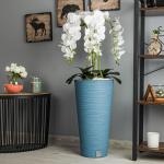 Künstliche Orchidee Kaskaden Blumenstrauß Weiß im Topf Blau H 110 cm Heimbüro Dekoration, Kunstpflanze Orchidee, Kunstblume, Künstliche Orchidee im Topf