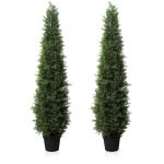Kunstplant ceder 150 cm in pot, coniferen kunstmatig outdoor UV beschermd voor huis woonkamer tuin veranda decoratie (2 stuks)