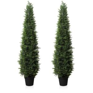 Kunstplant ceder 150 cm in pot, coniferen kunstmatig outdoor UV beschermd voor huis woonkamer tuin veranda decoratie (2 stuks)