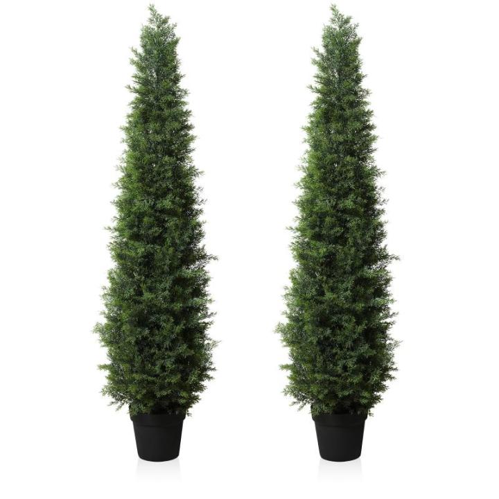 Kunstplant ceder 150 cm in pot, coniferen kunstmatig outdoor UV beschermd voor huis woonkamer tuin veranda decoratie (2 stuks)