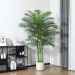 Kunstpalm, 210 cm, grote areca palm in witte pot, , kunstpalm voor huis, woonkamer, slaapkamer, kantoor, balkon, tuindecoratie