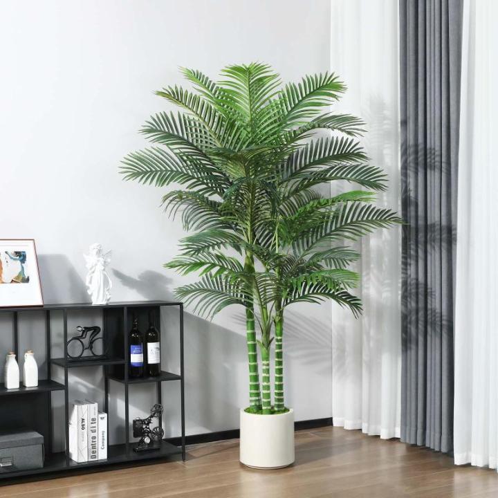 Kunstpalm, 210 cm, grote areca palm in witte pot, , kunstpalm voor huis, woonkamer, slaapkamer, kantoor, balkon, tuindecoratie