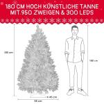 Miwa 2-in-1 kunstkerstboom met verlichting, inclusief 950 takken, 300 leds en houten standaard, warm wit licht, buigbaar pvc + PE-punten, inklapsysteem (H1,8 m)