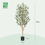 Kunstmatige olijfboom, 120 cm, grote kunstplant met natuurlijke houten stam en vruchten, kunstmatige olijfboom in pot, voor huis, slaapkamer, kantoor, tuin, decoratie (2 stuks)