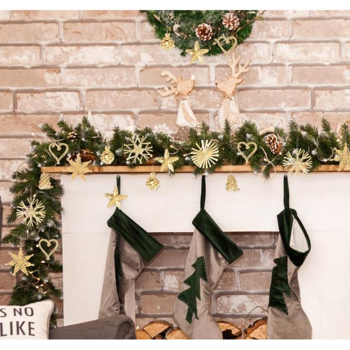 Strohsterne Christbaumschmuck 46-teiliges,Weihnachtsbaumschmuck Stroh mit Natürlichen Akzenten,Handgemacht Weihnachtsbaum Deko aus Stroh mit Schöner Box,Dekoration für Weihnacht
