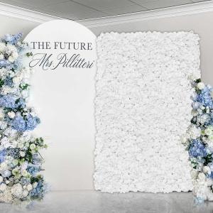 Weiße Blumen-Wandpaneele – 4 Stück Blumen-Wandpaneele aus Seide Hortensien, Wanddekoration für Hochzeit, Party, Babyparty, Brautparty