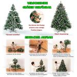 Kunstkerstboom, 180 cm met 800 pvc-punten, 37 dennenappels en 24 rode vruchten, Ø 110 cm, kunstkerstboom van moeilijk ontvlambaar, met sneeuweffect en metalen standaard