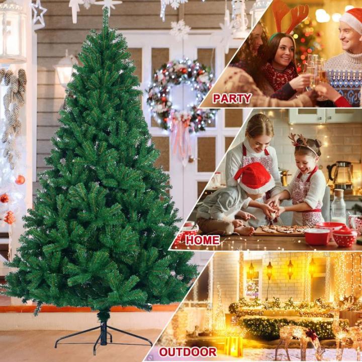 7 Fuß künstlicher Weihnachtsbaum unbeleuchtet, künstlicher Weihnachtsbaum mit Scharnier, 1100 Zweigspitzen und faltbarem Metallständer, Weihnachtsweihnachtsbaum für Zuhause, B