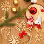 52 stuks kerstboomversiering stro stroster, kerstboomversiering stro natuurlijke kerstboomhanger kerstdecoratie