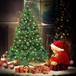 120cm PVC Kunstkerstboom Kerstboom met LED, met metalen standaard, voor Kerstdecoratie, Groen