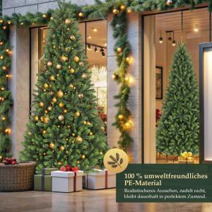 100% PE kunstkerstboom 210 cm, kunstkerstboom met 1080 PE-takken, edele Nordmann-spar inclusief handschoenen en metalen standaard