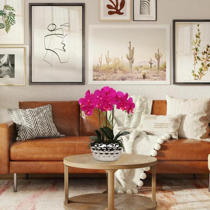 44 cm kunstorchideeën Phalaenopsis kunstbloemen als echt decoratief orchidee bonsai kunstplant arrangement in keramische pot voor tafel woonkamer wooncultuur decoratie