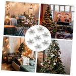 12St Doppelschicht kleine Weihnachtsblume DIY weihnachtshandwerk Christbaumschmuck Ornamente weihnachtsdeko künstliche blüten Weihnachtsbaum Party-Requisiten Plastik Silver