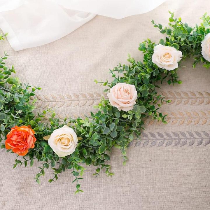 3Pcs Kunstmatige Eucalyptus Garland Wijnstokken 6FT Kunstmatige Opknoping Planten Faux Eucalyptus Bladeren Zijde planten kunstmatige groen slinger voor Bruiloft Party Home Decor