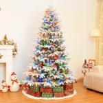 Kerstboom met ledlampjes en sneeuwvlokken, metalen standaard, kunstkerstboom, voor kerstdecoratie (150 cm met kleurrijke leds)