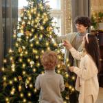 3m kerstboomverlichting met ring, kerstboom werp lichte ketting met 10 slingers 350 LED-lichtketting Waterdicht voor 120cm - 350cm boom, dennenboom, groene riem, struiken - warm wi